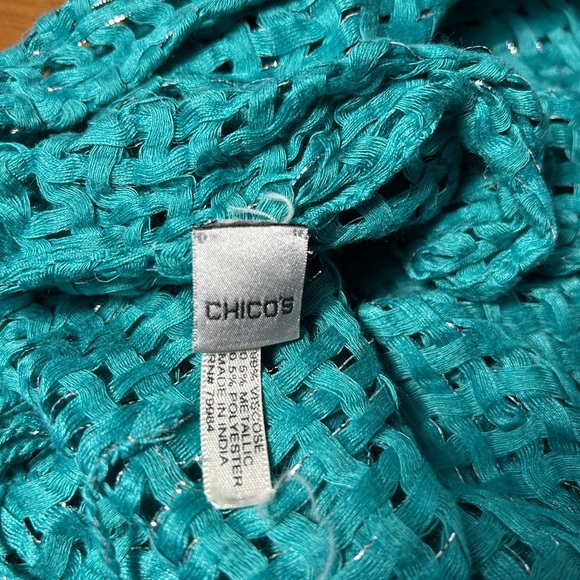 Chico's Green and Blue Knitted Scarf - Picture 3 of 3
